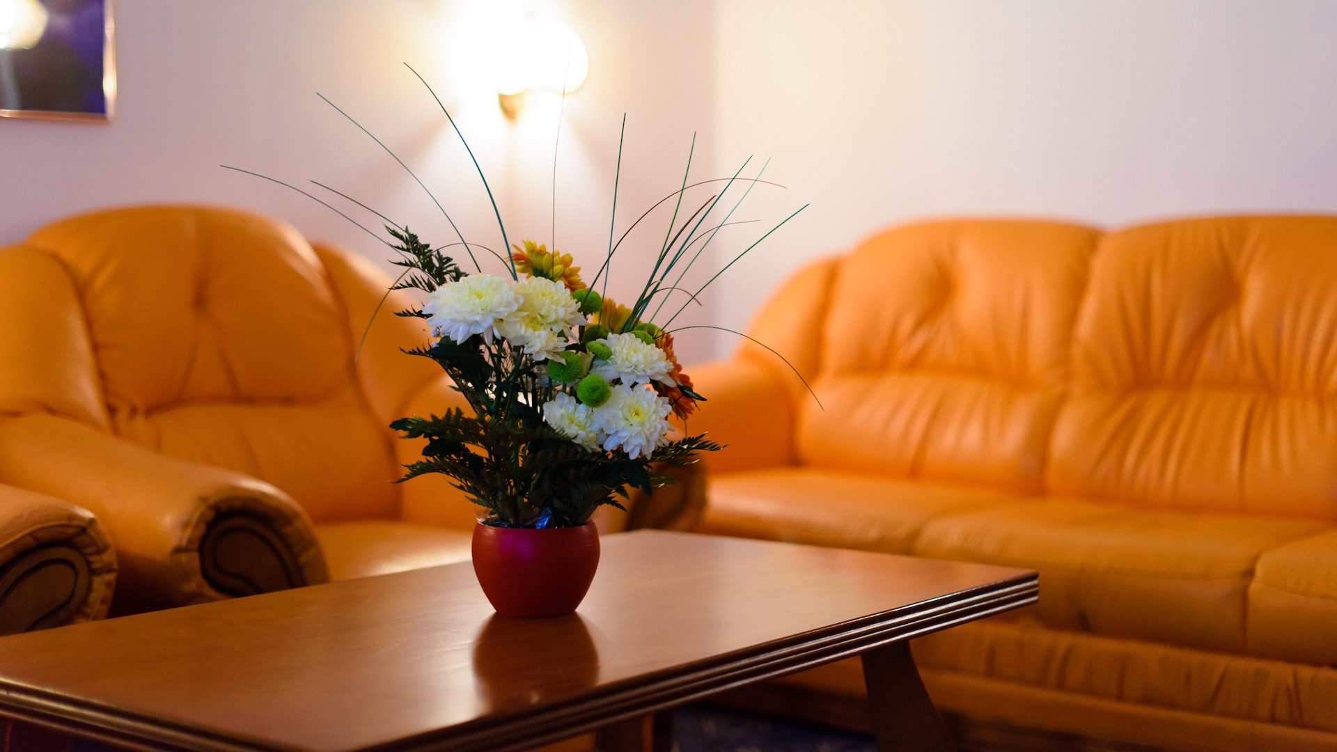 Detaliu cu livingul și mobilierul din Standard Suite